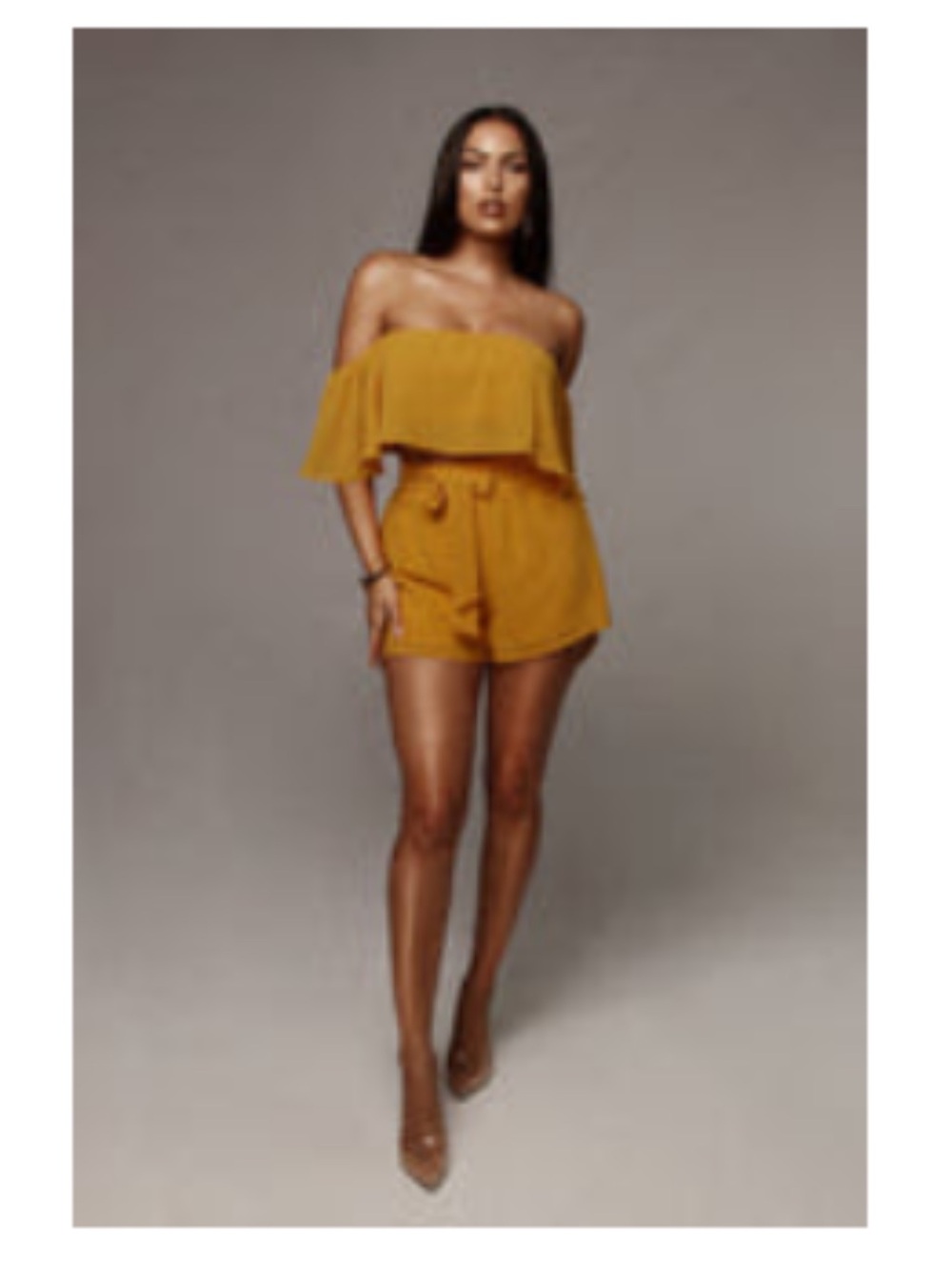 JLUXLABEL Anita chiffon Mustard / Mango  Two-Piece Set